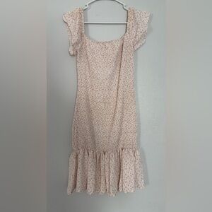 Light Pink Floral Smocked Mini Dress Sz Large